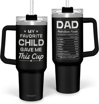 SANDJEST Dad Gift from Daughter, 40oz Stainless Steel Insulated Coffee Tumbler With Lid & Straw, Travel Cup Gift for Dad, Christmas Birthday Father's Day