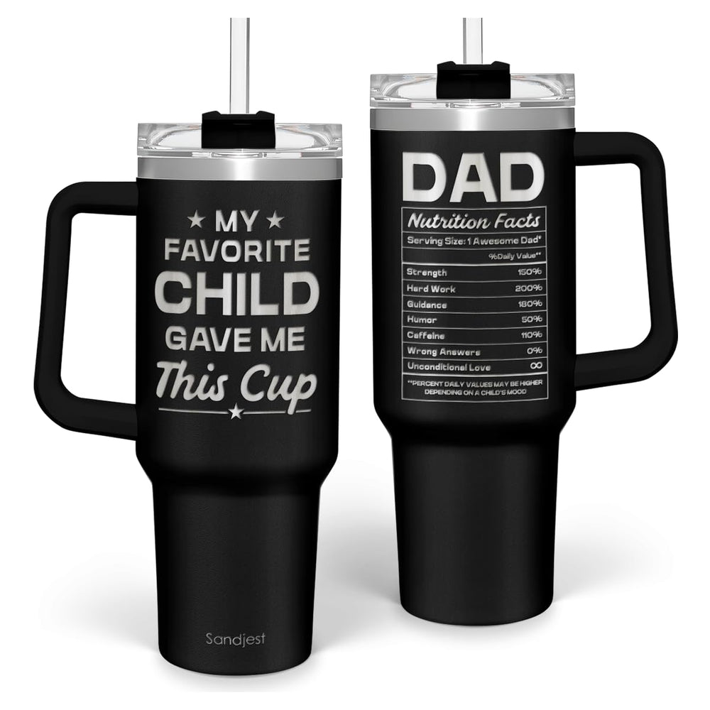 SANDJEST Dad Gift from Daughter, 40oz Stainless Steel Insulated Coffee Tumbler With Lid & Straw, Travel Cup Gift for Dad, Christmas Birthday Father's Day