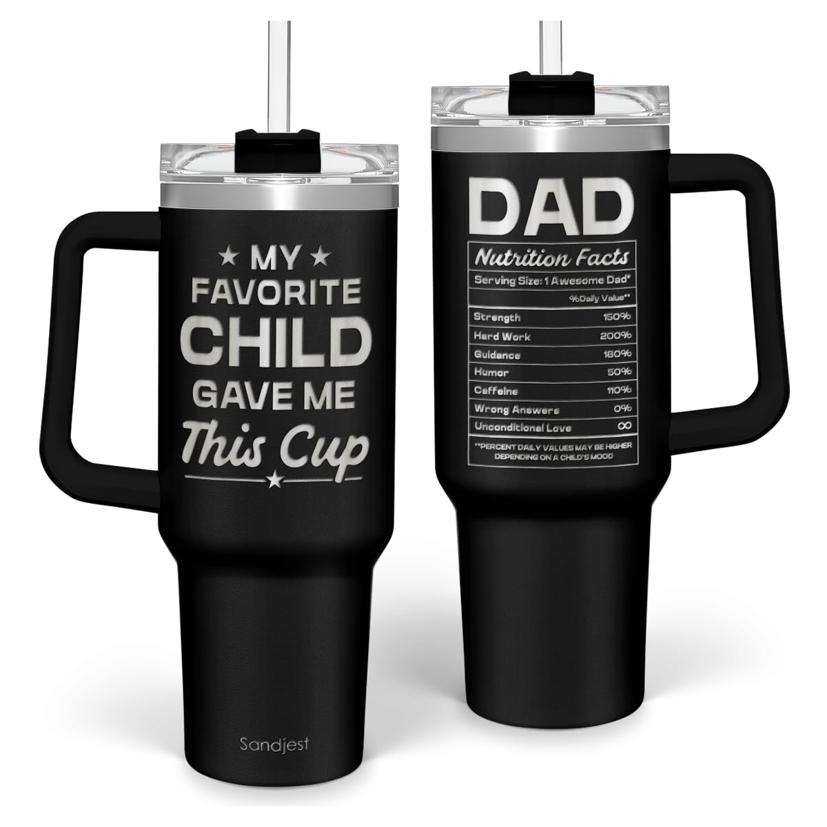 SANDJEST Dad Gift from Daughter, 40oz Stainless Steel Insulated Coffee Tumbler With Lid & Straw, Travel Cup Gift for Dad, Christmas Birthday Father's Day