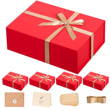 LIFELUM Green Gift Box for Presents 1 Pack 13.85 x 8.35 x 4.45 inch Big Decorative Large Gift Box for Clothes with Magnetic Lids Luxury Accessories Card, Ribbon, Filler,Sticker