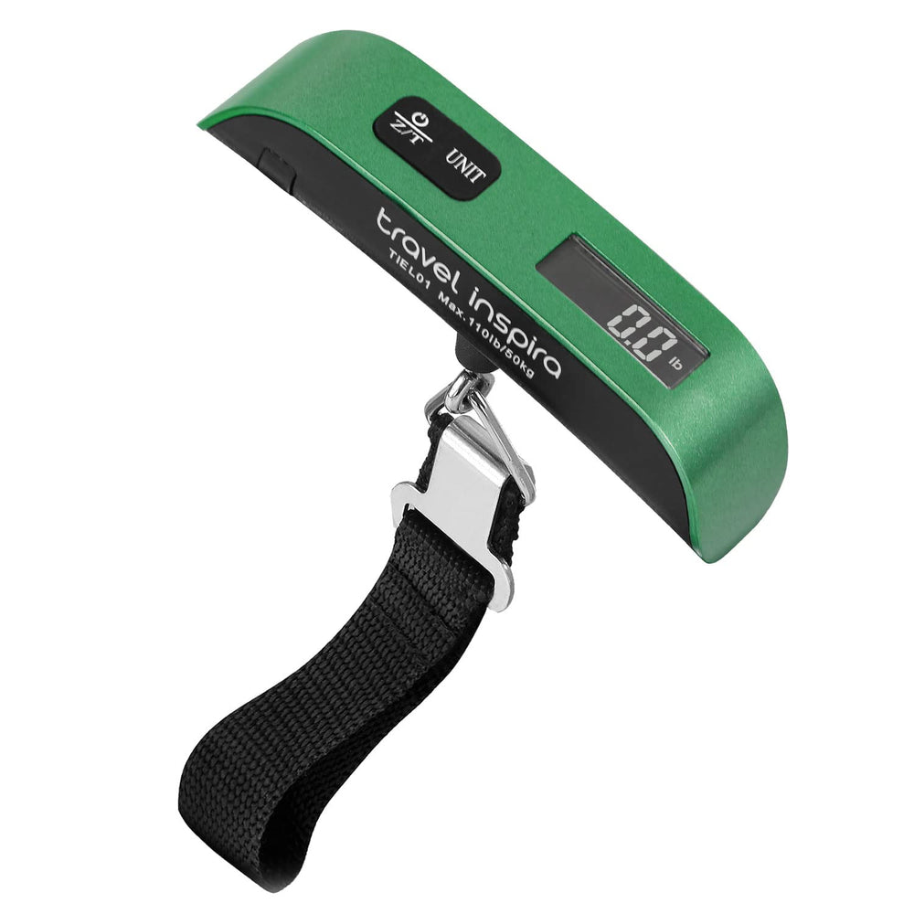 travel inspira Luggage Scale, Portable Digital Hanging Baggage Scale for Travel, Suitcase Weight Scale with Rubber Paint, 110 Pounds, Battery Included