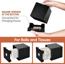 Y-in Hand Tissue Box Cover, Modern Decorative Square Facial Storage Tissue Box Holder, Home Accessories for Bathroom Vanity Countertops, Dressers, Night Stand, Parlors and Office - Matte Black
