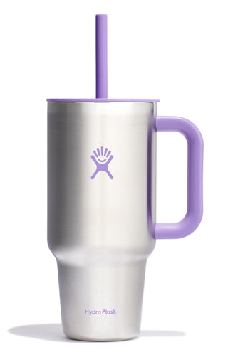 Hydro Flask Travel Tumbler with Handle, Lid and Straw - Insulated Stainless Steel in 32 Oz Trillium