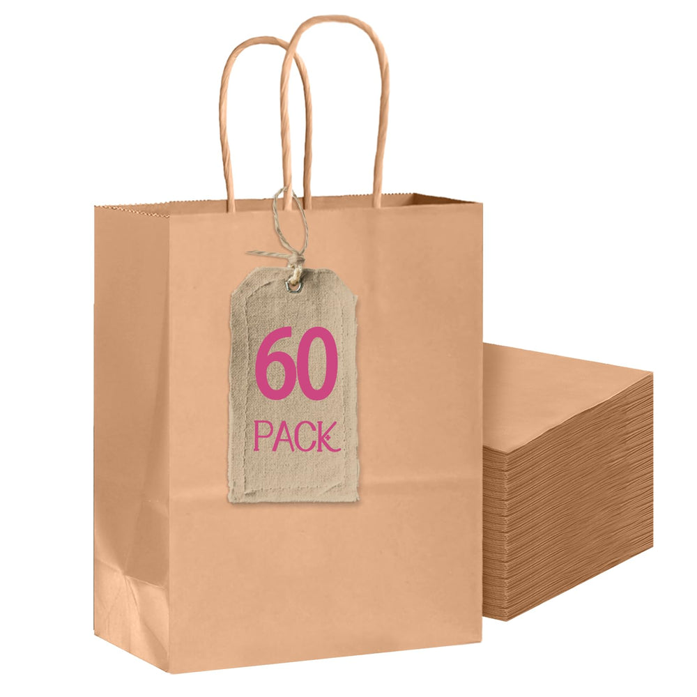 Bakepacker 100-Pack Wide Large Size Paper Bags With Handles Bulk 12.6"x4.3"x10" Black Party Kraft Shopping Bags