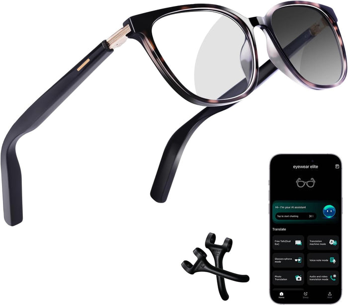 AI Smart Glasses for Men & Women – Powered by ChatGPT, Real-Time Translation, Bluetooth Glasses with Photochromic Lens, Music & Hands-Free Calling, UV & Blue Light Protection, Thin Temples