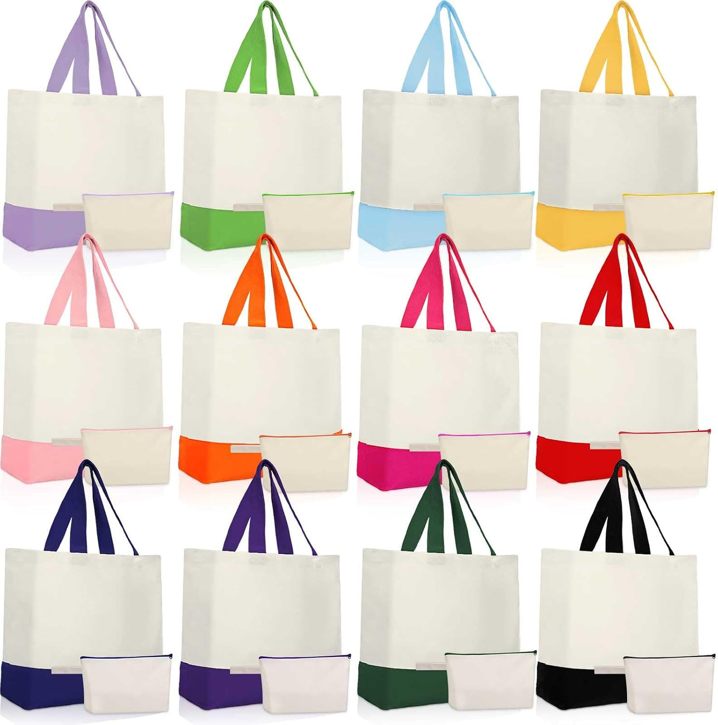 Sanwuta 24 Pcs Canvas Tote Bags Bulk 18.5" Cotton Cosmetic Bags Reusable Shopping Tote with Handles
