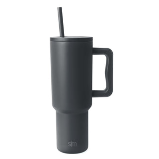 Simple Modern 40 oz Trek Tumbler with Handle and Straw Lid | Cup Holder Friendly Insulated Stainless Steel Travel Mug | Midnight Black