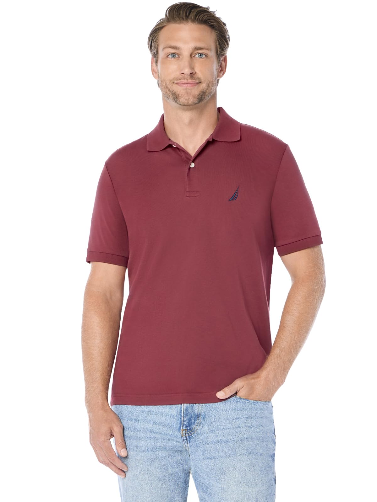 Nautica Men's Classic Fit Short Sleeve Dual Tipped Collar Polo Shirt