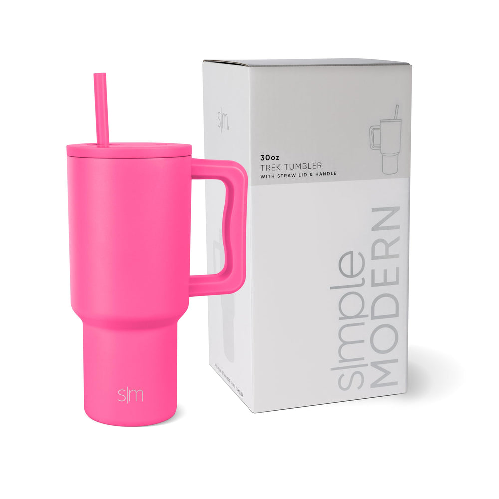 Simple Modern 40 oz Trek Tumbler with Handle and Straw Lid | Cup Holder Friendly Insulated Stainless Steel Travel Mug | Midnight Black