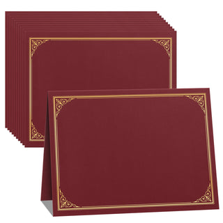 SUNEE 10 Packs Black Certificate Holders, 250gsm, for 8.5x11 Award Certificates, Certificate Covers with Gold Foil Border
