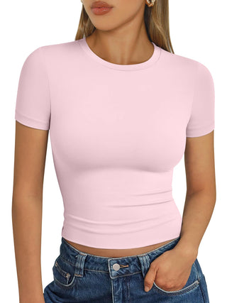 Trendy Queen Womens Short Sleeve T Shirt Buttery Soft Summer Tops Basic Tees