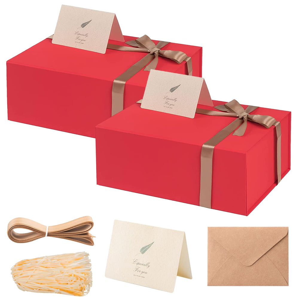LIFELUM Gift Box 13.5''x10''x4'' Large Gifts Box with Magnetic Lids Black Gift Boxes for Father's Day graduation gifts Contains Card, Ribbon, Filler