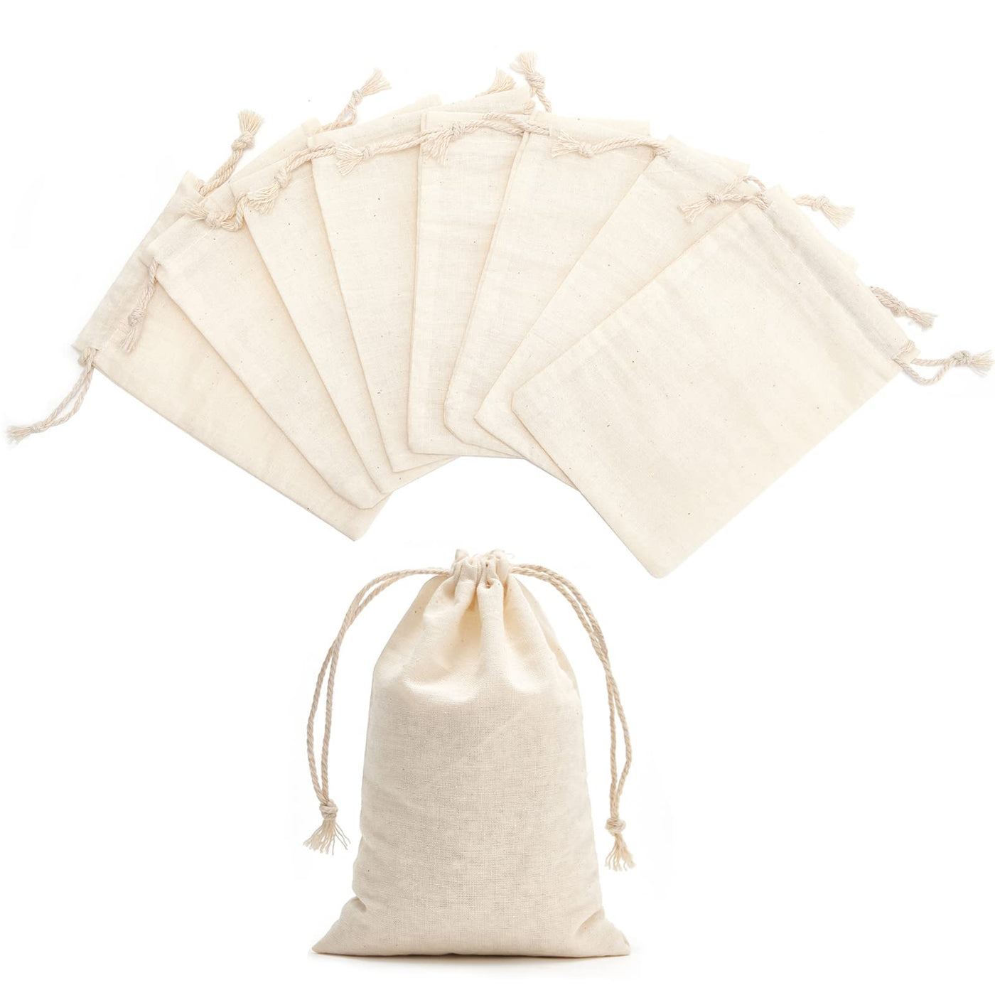 Tendwarm 20 Pack 3.9x5.9 Inches Cotton Drawstring Bags Reusable Muslin Sachet Bag for Party Wedding Storage Home Supplies