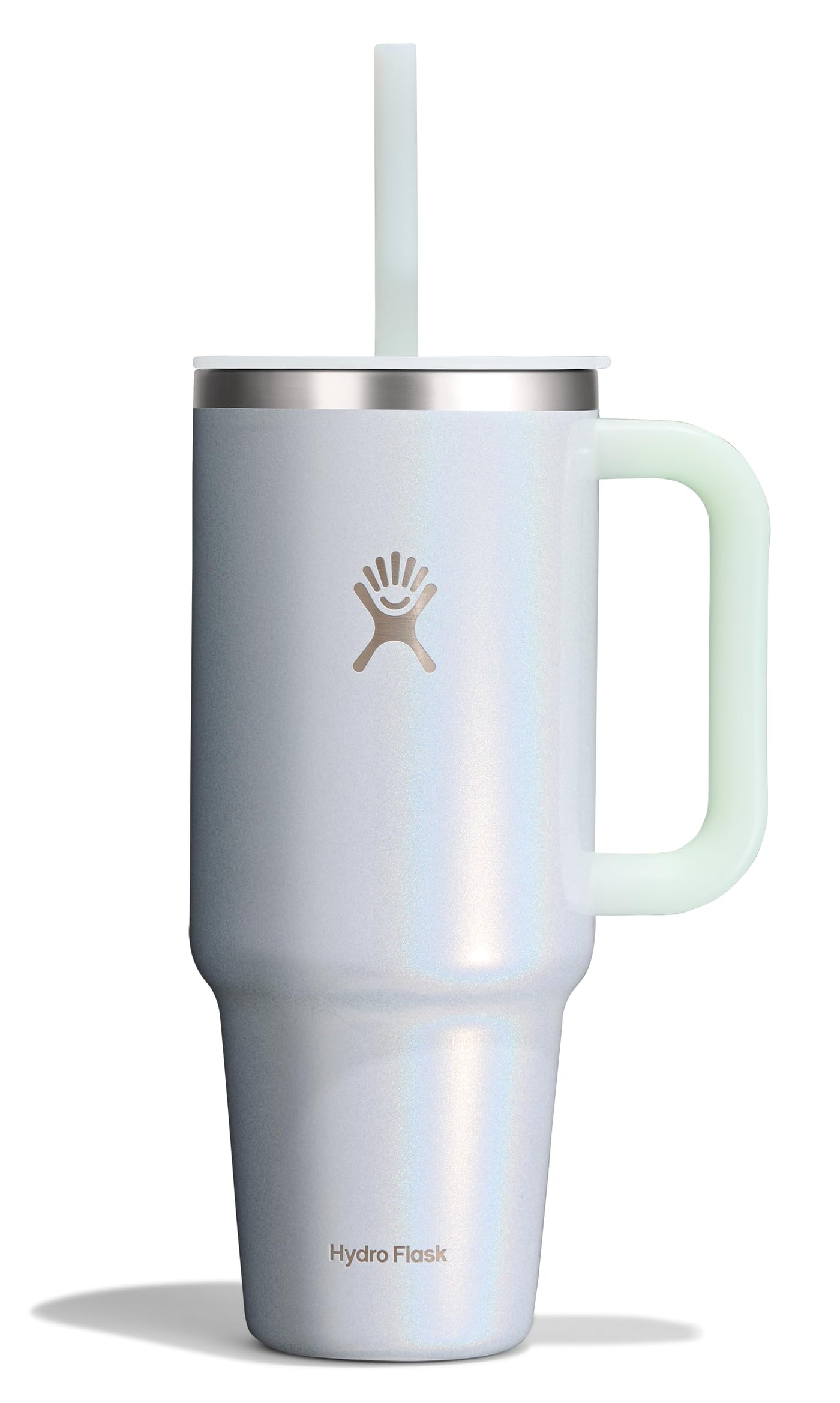 Hydro Flask Travel Tumbler with Handle, Lid and Straw - Insulated Stainless Steel in 32 Oz Trillium