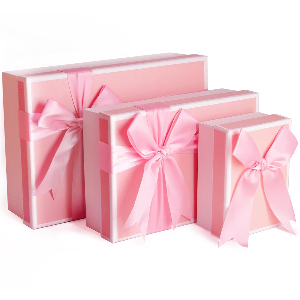Airuisike Black Gift Boxes with Gold Ribbons & Bows - (3 Sizes) Sturdy Gift Boxes with Lids for Presents - Elegant Gift Wrapping Boxes for Gift Wrapping
