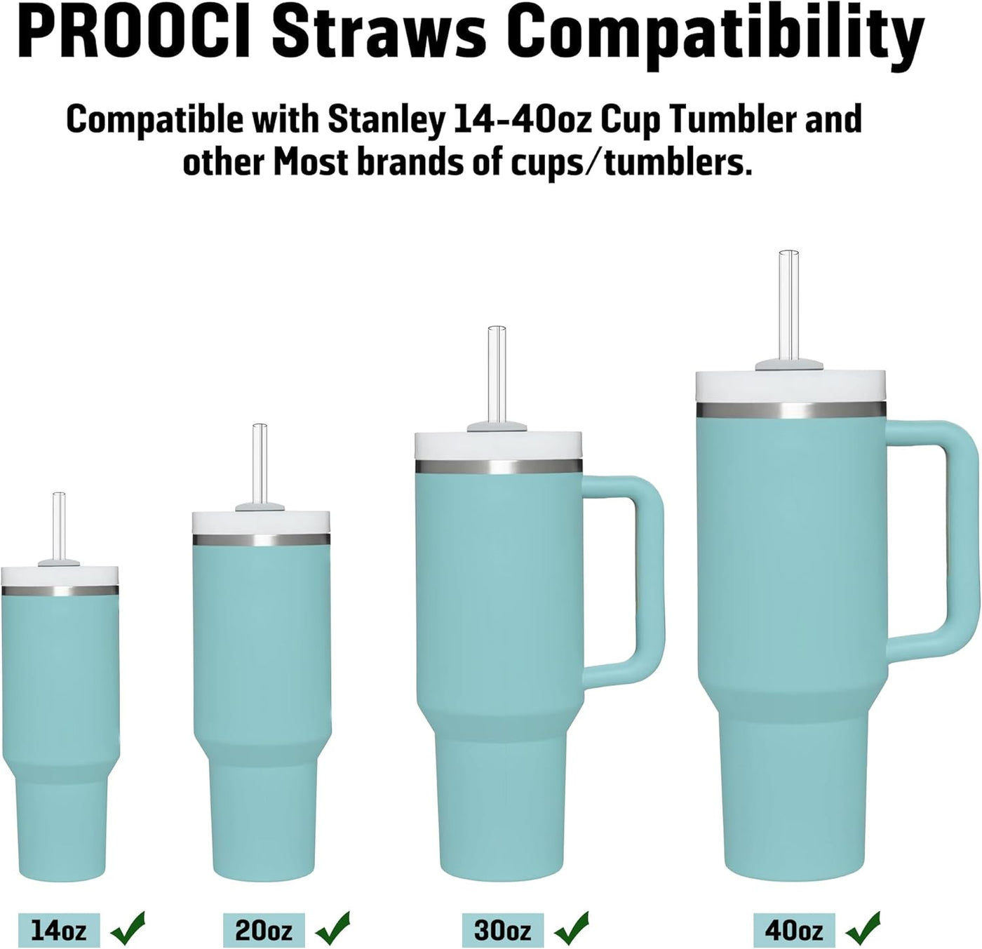 PROOCI 10-Pack 12" Replacement Straws for Stanley & Yeti 30oz-40oz Cup Tumbler, Food Grade Tritan Plastic Reusable Straws with Cleaning Brush, Clear Long Straw for Drinking Smoothie, Cocktails, Juice