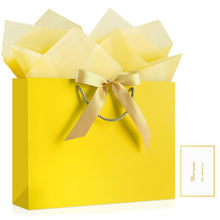 JMANNI Gift Bags with Handles, 13” Medium Gift Bag for Presents, 1 Pcs Bags with 2 Tissue Paper and 1 Cards for Graduation Baby Shower Wedding Fathers Day Mother's Day Birthday Party（champagne gold）