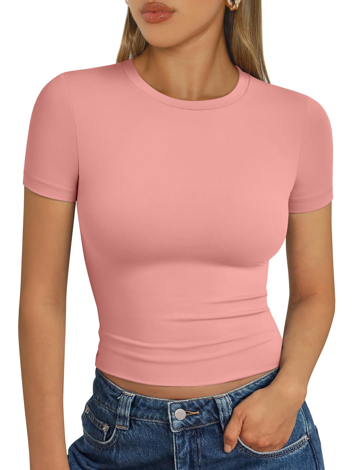 Trendy Queen Womens Short Sleeve T Shirt Buttery Soft Summer Tops Basic Tees