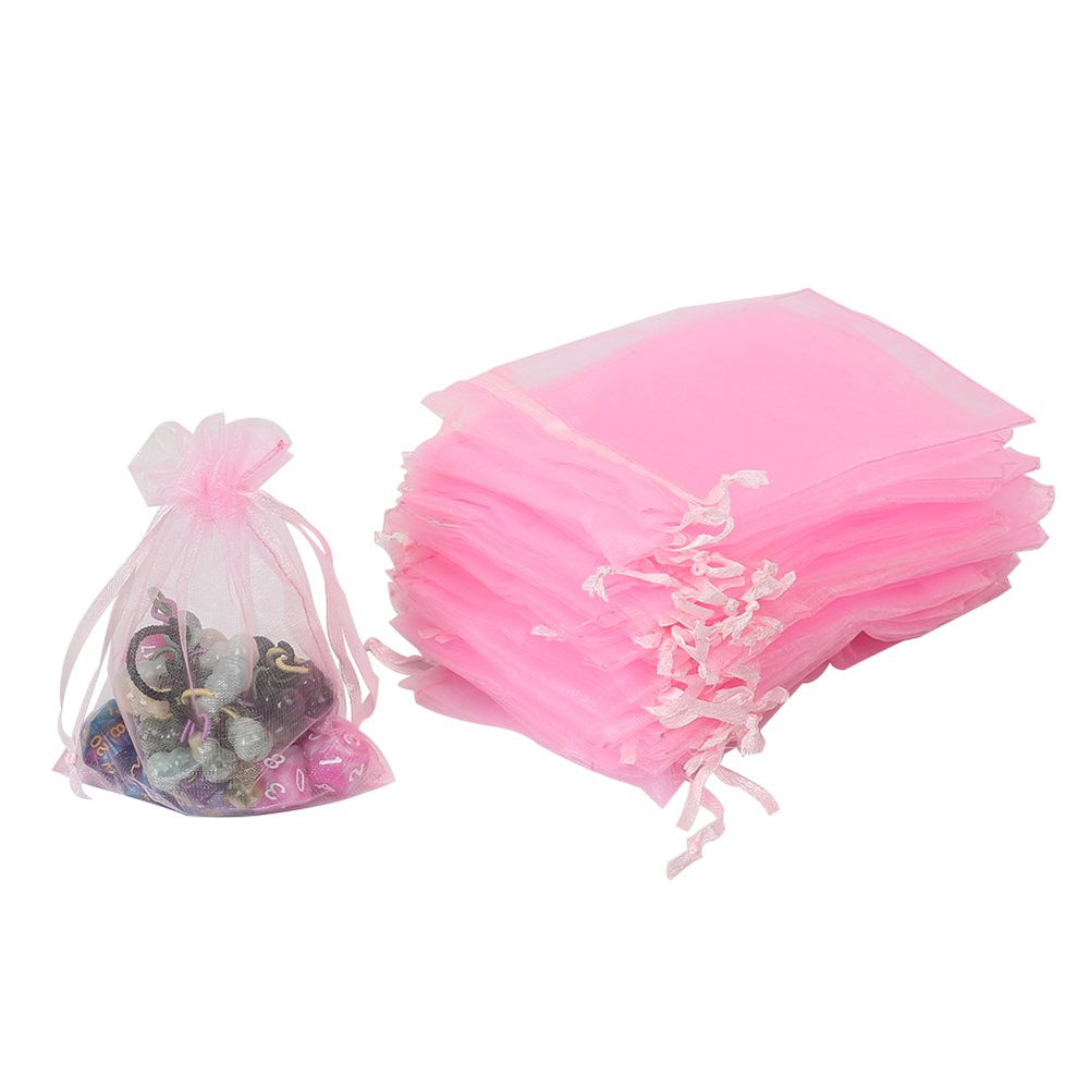 HRX Package 100pcs White Organza Bags, 4x6 inch Mesh Bags Drawstring Gift Bags Jewelry Pouches for Candy Wedding Favors Christmas