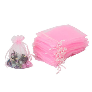 HRX Package 100pcs White Organza Bags, 4x6 inch Mesh Bags Drawstring Gift Bags Jewelry Pouches for Candy Wedding Favors Christmas