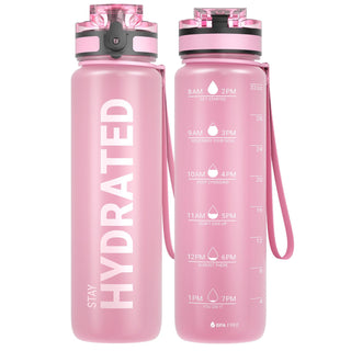 Sahara Sailor Water Bottle 32oz, Durable and Leakproof Water Bottles Motivational with Time Marker, Tritan, BPA Free, Wide Mouth with Easy Clean Brush for Gym, Travel, Home, School, Office (1 Bottle)