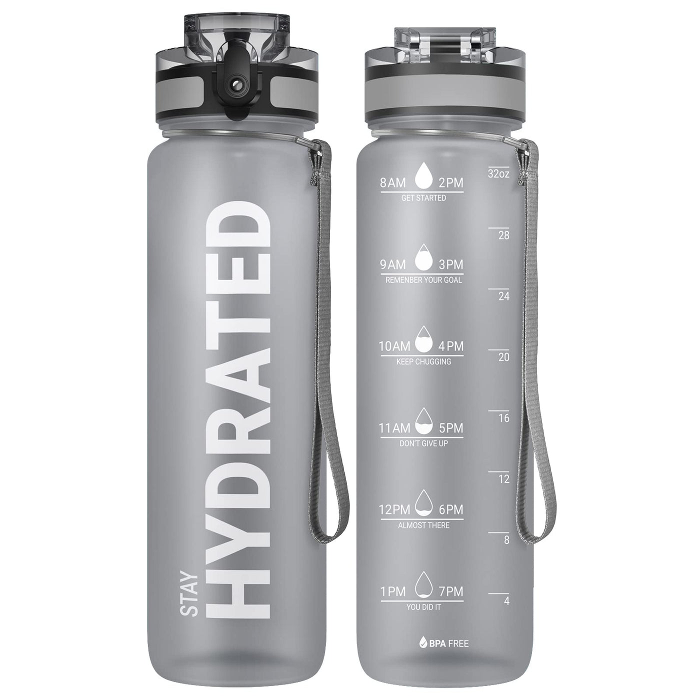 Sahara Sailor Water Bottle 32oz, Durable and Leakproof Water Bottles Motivational with Time Marker, Tritan, BPA Free, Wide Mouth with Easy Clean Brush for Gym, Travel, Home, School, Office (1 Bottle)