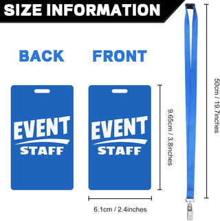 Qilery 50 Sets Event Staff Lanyards with PVC Pass Card Blue Event Staff Breakaway Lanyard Volunteer ID Badges with Metal Swivel Hook for Sporting Concert Party Organizer Conference Office Supplies