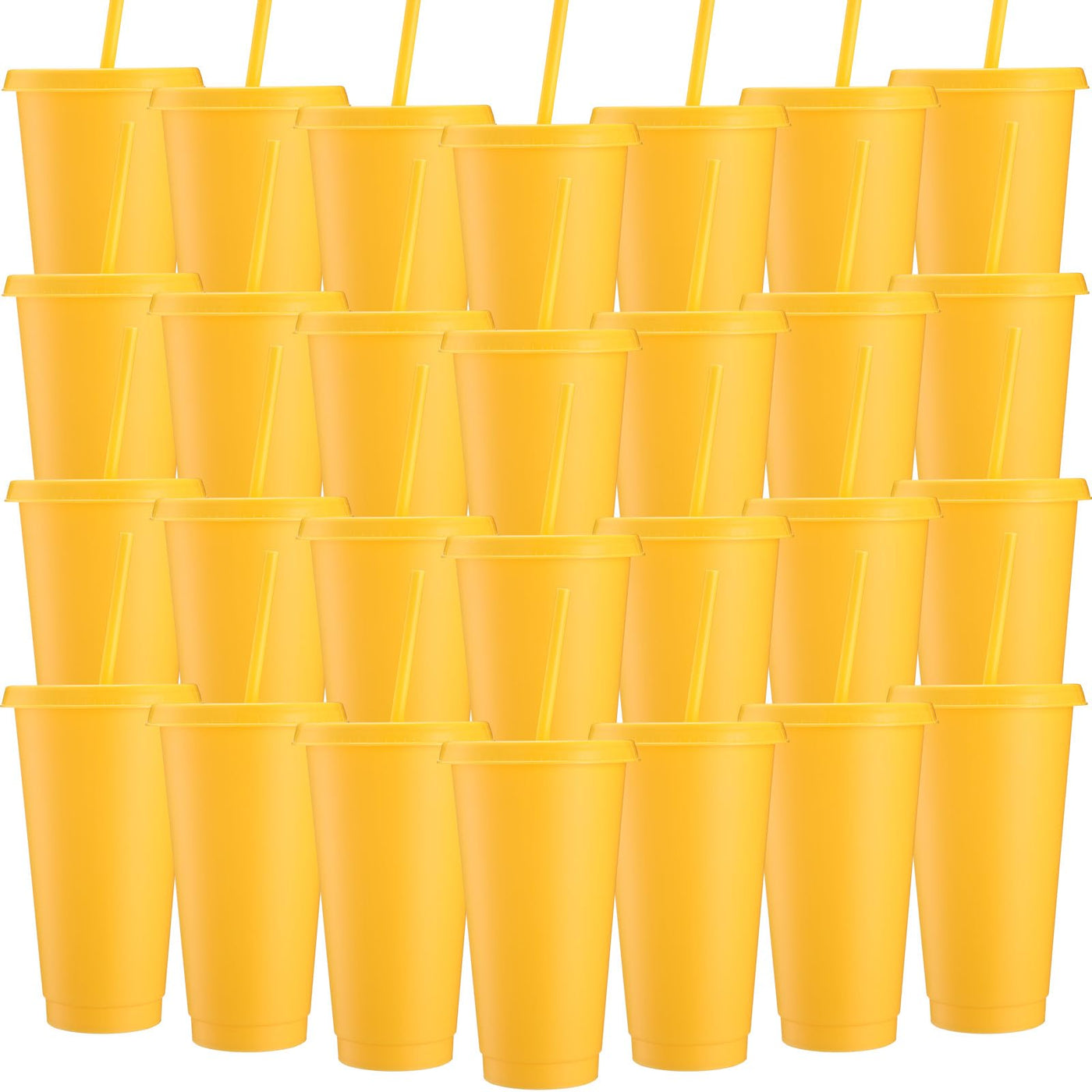 Honeydak 15 Pack Tumbler with Straw and Lid Bulk Cups for Gifts Water Bottle Iced Coffee Travel Mug Cup Reusable Plastic Tumblers for Party Birthdays 24-27 oz (Solid Color)