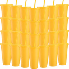 Honeydak 15 Pack Tumbler with Straw and Lid Bulk Cups for Gifts Water Bottle Iced Coffee Travel Mug Cup Reusable Plastic Tumblers for Party Birthdays 24-27 oz (Solid Color)
