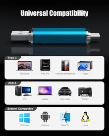 KOOTION USB C Flash Drive 64GB 2 in 1 OTG USB 3.0/Type C Thumb Drive Dual Drive USB C Memory Stick for Smartphone Laptop Tablet PC, Blue