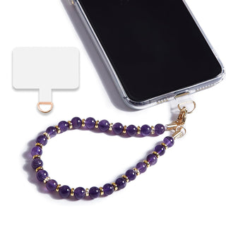 Marble Beaded Phone Wrist Strap,Detachable Phone Bracelet Strap with Tether Tab,Hands-Free Wristlet Strap (Rose Quartz)