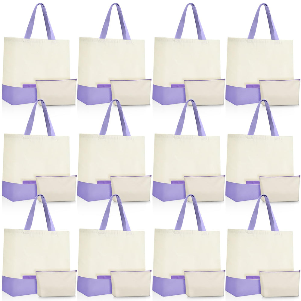 Sanwuta 24 Pcs Canvas Tote Bags Bulk 18.5" Cotton Cosmetic Bags Reusable Shopping Tote with Handles