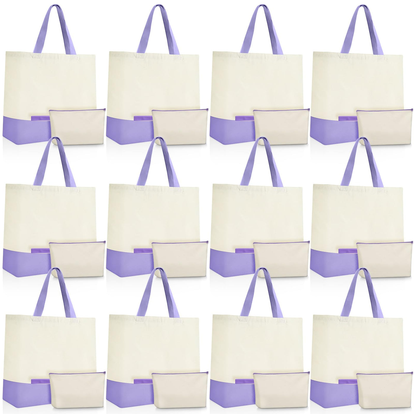 Sanwuta 24 Pcs Canvas Tote Bags Bulk 18.5" Cotton Cosmetic Bags Reusable Shopping Tote with Handles
