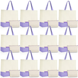Sanwuta 24 Pcs Canvas Tote Bags Bulk 18.5" Cotton Cosmetic Bags Reusable Shopping Tote with Handles