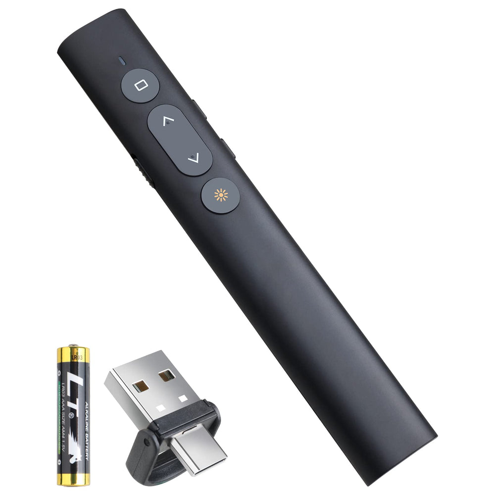 Wireless Presenter Remote, Presentation Clicker with Hyperlink & Volume Remote Control PowerPoint Office Presentation Clicker for Keynote/PPT/Mac/PC/Laptop(Battery Included)