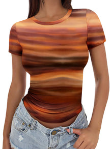 Trendy Queen Womens Basic T Shirts - Stretchy Soft Slim Fit Short Sleeve Y2k Cute Summer Crop Workout Tops