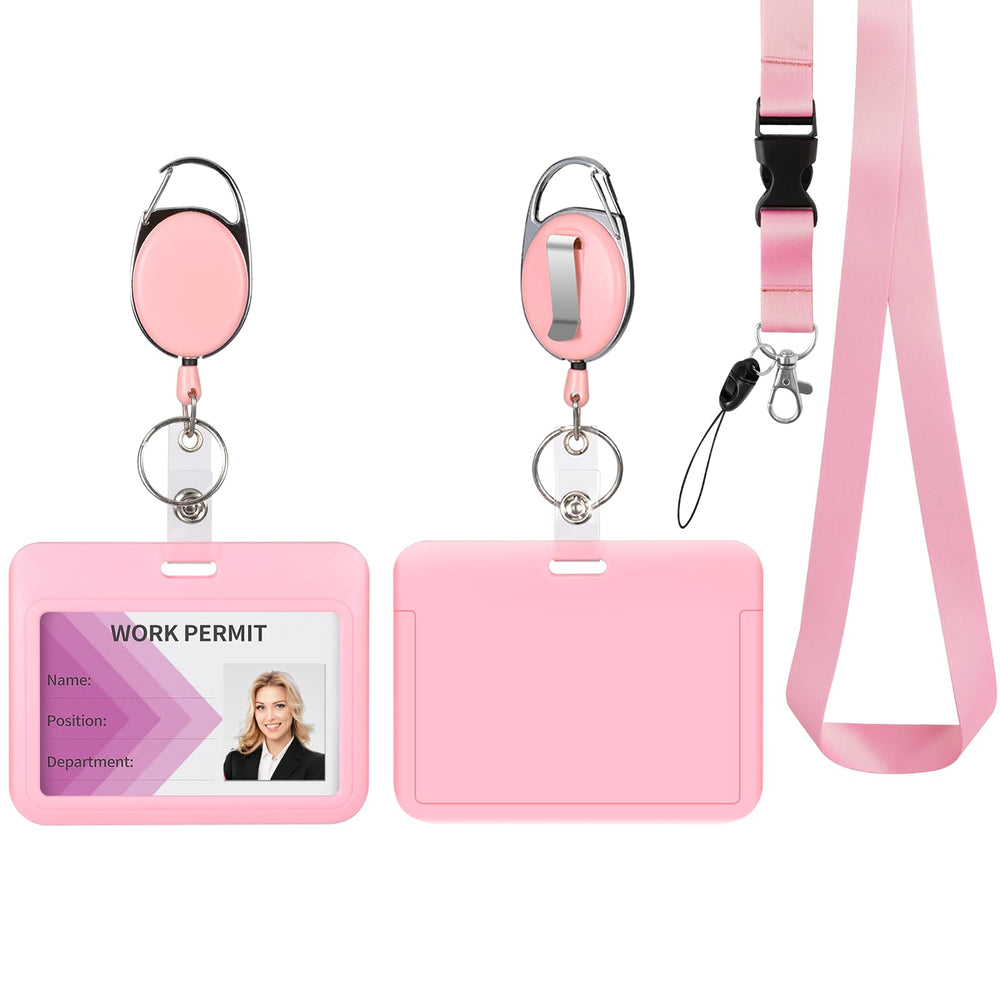 Retractable ID Badge Holder with Breakaway Lanyard,Heavy Duty Badge Reel,Detachable Keychain, Cruise Ship Cards Holder,for Nurse Officer Teacher Security Staff Women Men