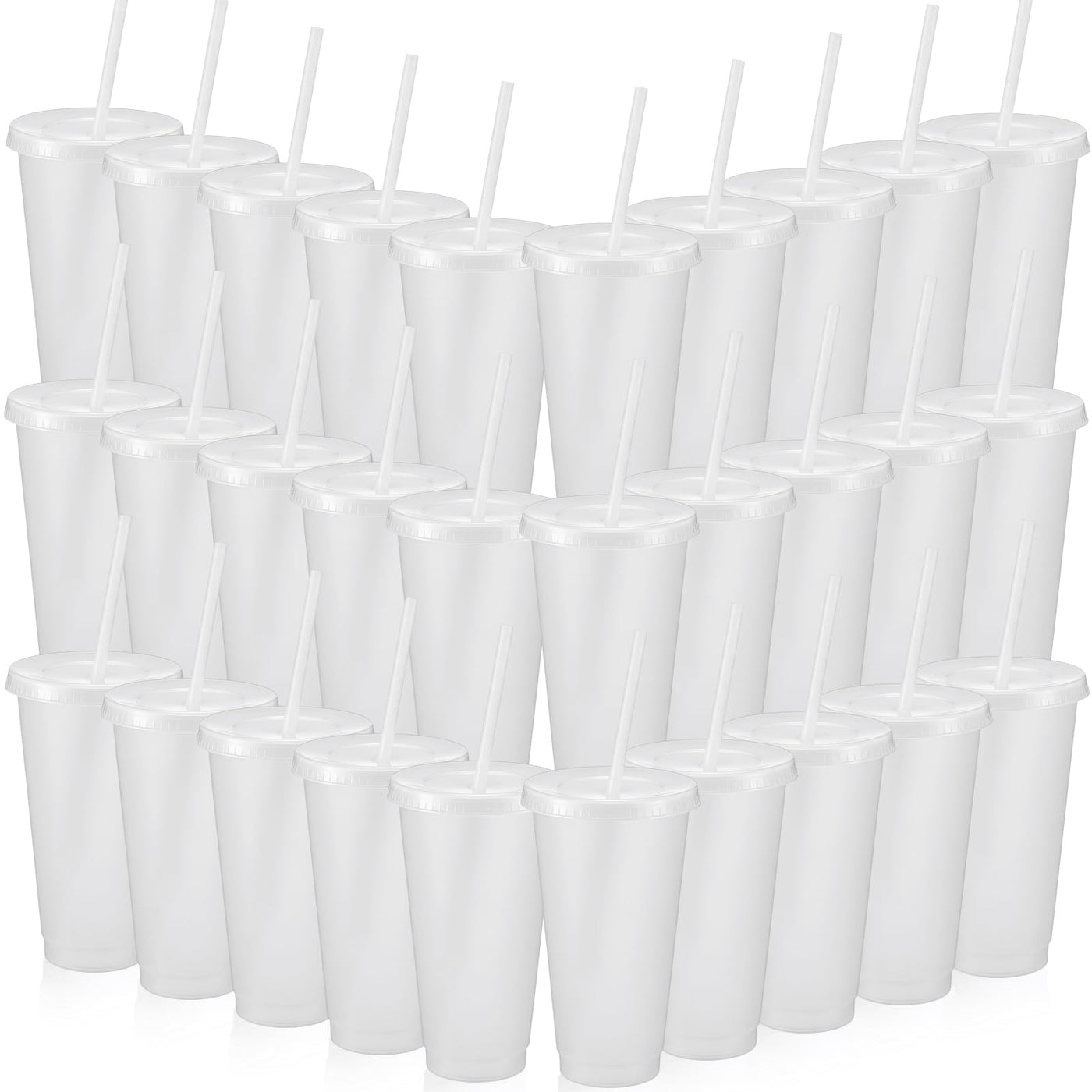 Honeydak 15 Pack Tumbler with Straw and Lid Bulk Cups for Gifts Water Bottle Iced Coffee Travel Mug Cup Reusable Plastic Tumblers for Party Birthdays 24-27 oz (Solid Color)