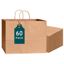Bakepacker 100-Pack Wide Large Size Paper Bags With Handles Bulk 12.6"x4.3"x10" Black Party Kraft Shopping Bags