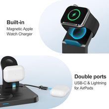 ANJANK Wireless Charging Station,5 in 1 Multiple Charger Stand with Alarm Clock,7 Night Light,Magnetic Charging Dock for iPhone 17 16 15 14 13 12 Pro Max Plus,Apple Watch 11/10/9/8,for Airpods,Bedroom