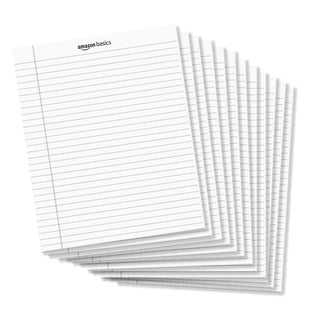 Amazon Basics Wide Ruled Lined Writing Note Pads for Office Supplies, 8.5" x 11.75", White, 12-Pack of 50 Perforated Sheets