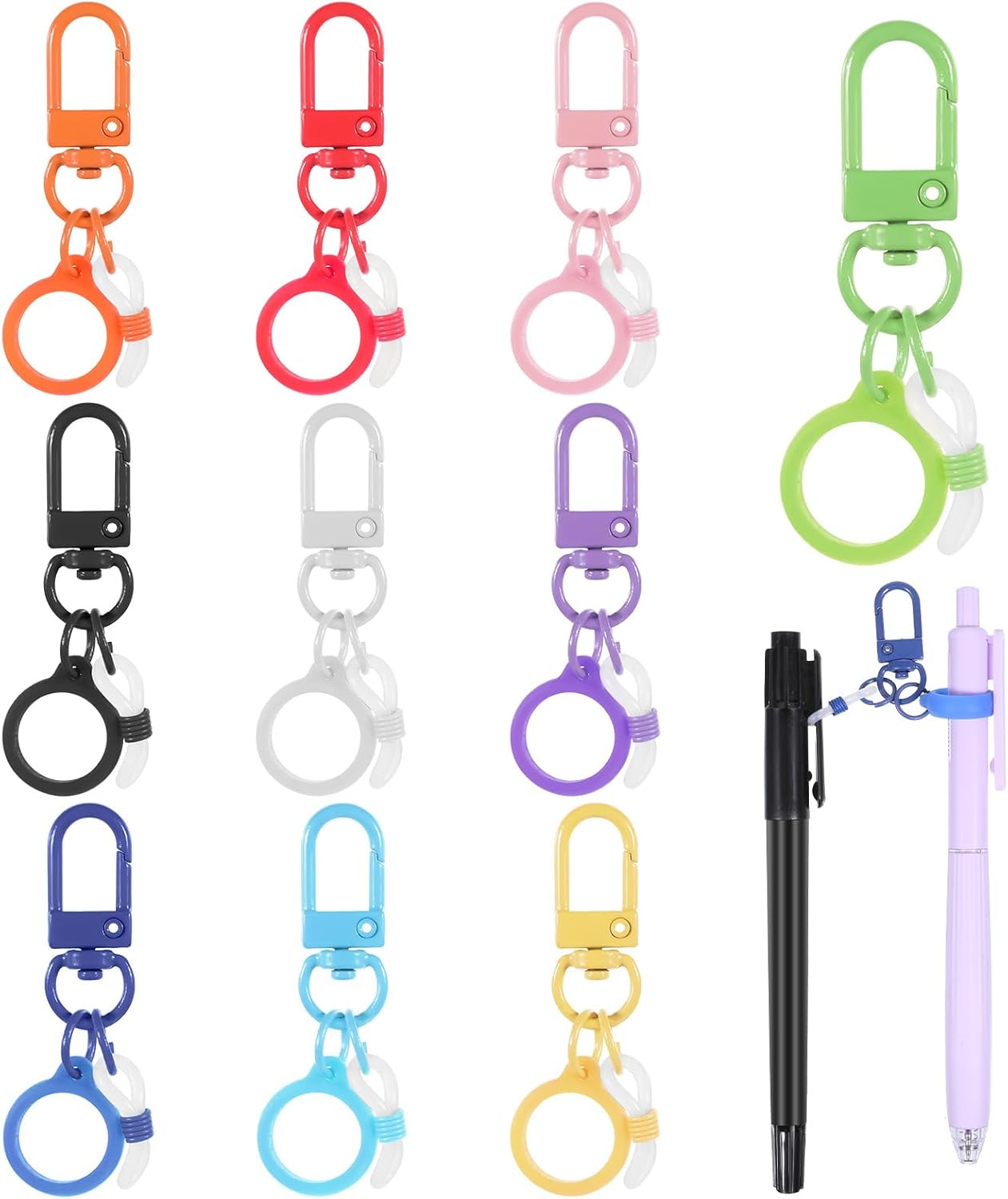 Mini Coloured Pen Clips, 10Pcs Nurse Badge Reel Accessory with Lobster Clasp, Retractable Holder for Nurses, Pen Converter, Silicone Pens Holder for Lanyard, Nurse, Teachers, Office