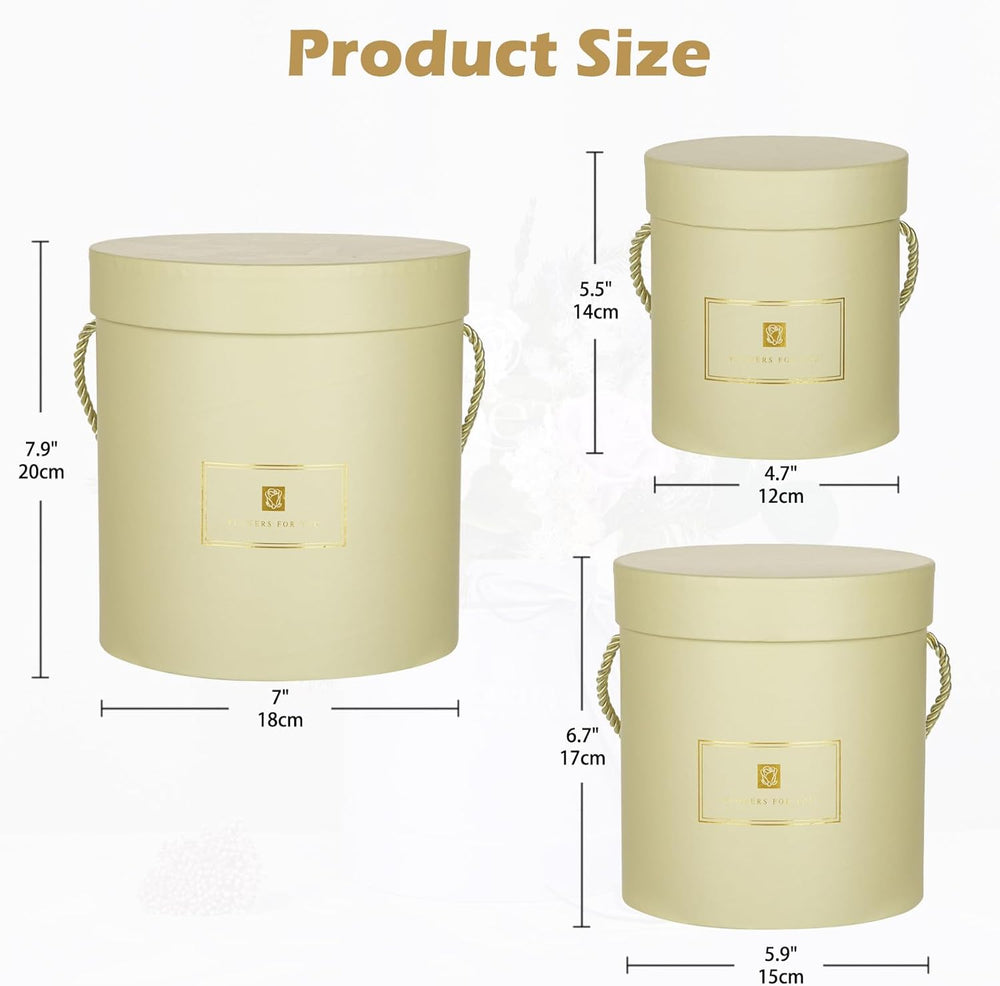 Hollyone Ivory Gift Box with Lids Set of 3 Round Nesting Gift Boxes for Presents 3 Assorted Sizes Flowers Arrangements Box for Gift Giving Christmas Valentine Thanksgiving Mom Gifts Present Wrapping
