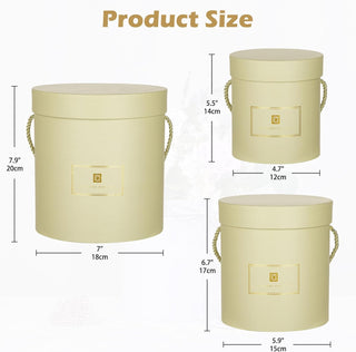Hollyone Ivory Gift Box with Lids Set of 3 Round Nesting Gift Boxes for Presents 3 Assorted Sizes Flowers Arrangements Box for Gift Giving Christmas Valentine Thanksgiving Mom Gifts Present Wrapping