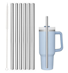 Replacement Straw Compatible with Stanley 40 oz 30 oz Cup Tumbler, 6 Pack Reusable Straw with Cleaning Brush, Plastic, Clear
