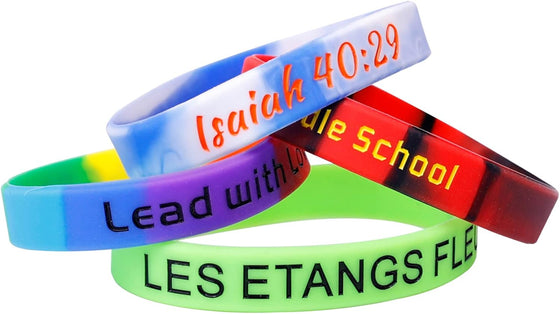 Custom Rubber Bracelet 1/10/30/50/100 ct Personalized Silicone Wristbands Customizable Debossed for Motivation, Events, Gifts, Promotions, Party, Awareness - hover image