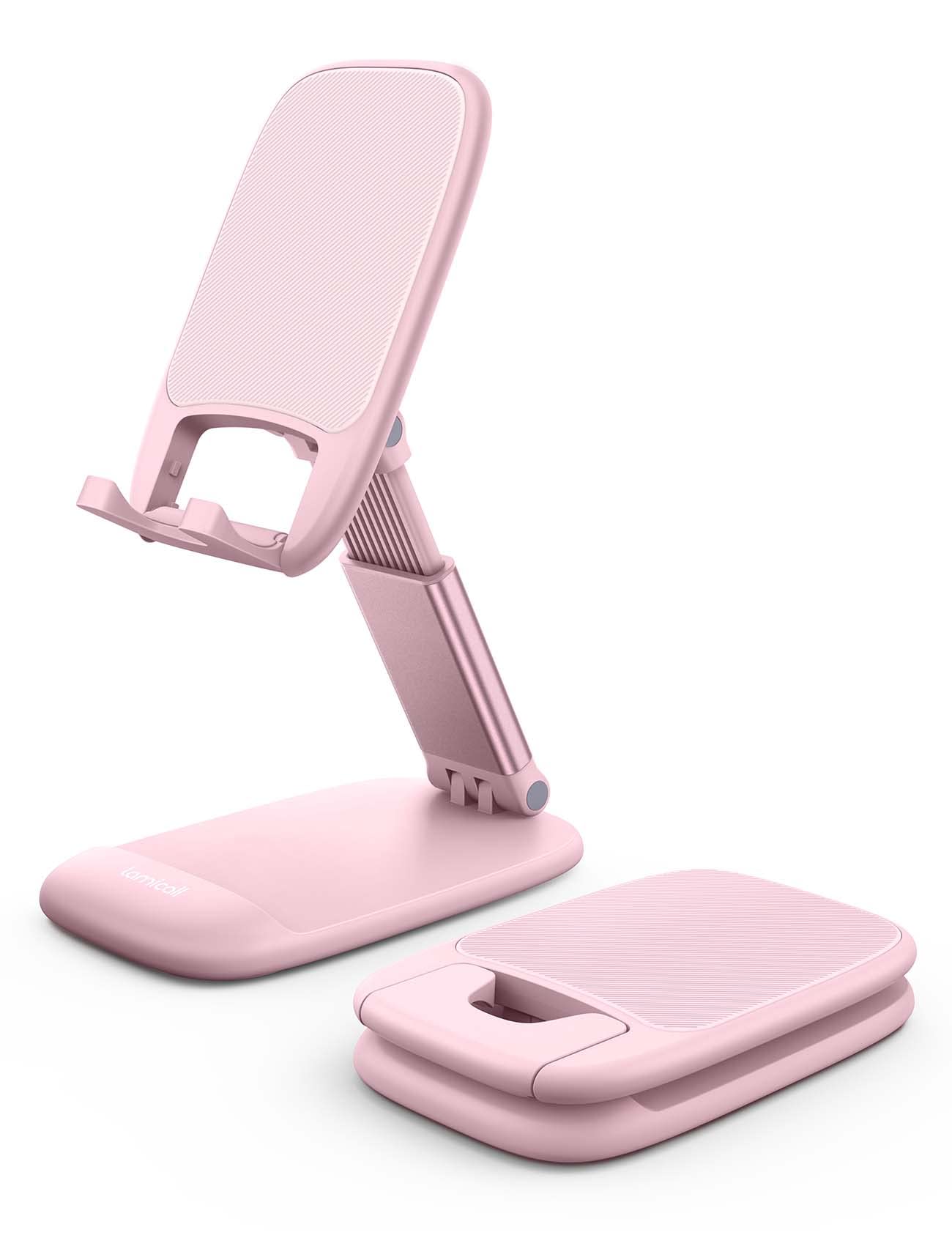 Lamicall Cell Phone Stand for Desk - [Height Adjustable] Foldable Mobile Phone Holder, Portable Stand for iPhone 17 16 15 14 13 12 11 Pro Max Plus Air, Galaxy S25, Office Gift, Telephone Accessories