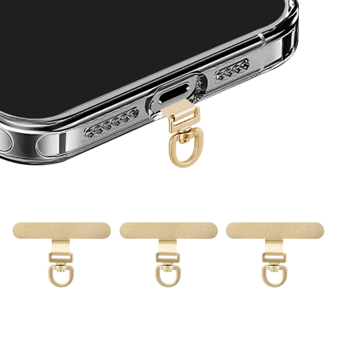 Yojaro 360° Rotating Stainless Steel Phone Tether Tab (3-Pack) - Universal for iPhone & Other Phones (Fits Wristbands/Necklaces/Crossbody Straps)