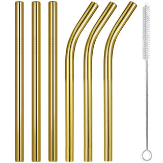 Vinaco Stainless Steel Smoothie Straws, 0.4'' Extra Wide Reusable Metal Drinking Straws for Milkshake, Smoothie, Beverage, Set of 4 with 1 Cleaning Brush