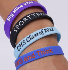 Custom Rubber Bracelet 1/10/30/50/100 ct Personalized Silicone Wristbands Customizable Debossed for Motivation, Events, Gifts, Promotions, Party, Awareness
